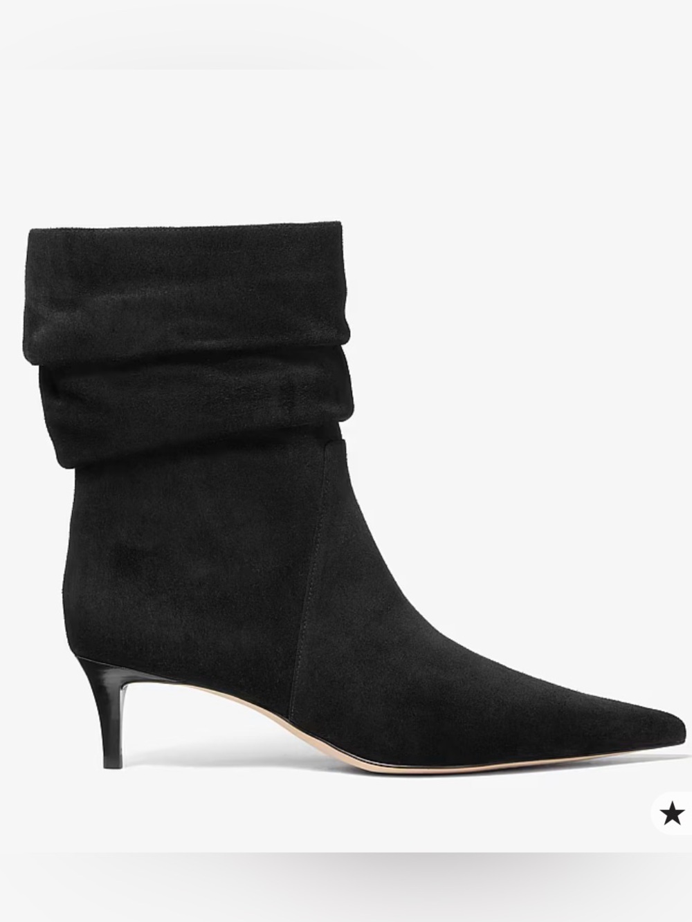 Michael Kors Dawn Black Suede Pointed-Toe kitten heel Slouch Ankle Boots NIB 7 - Picture 2 of 7